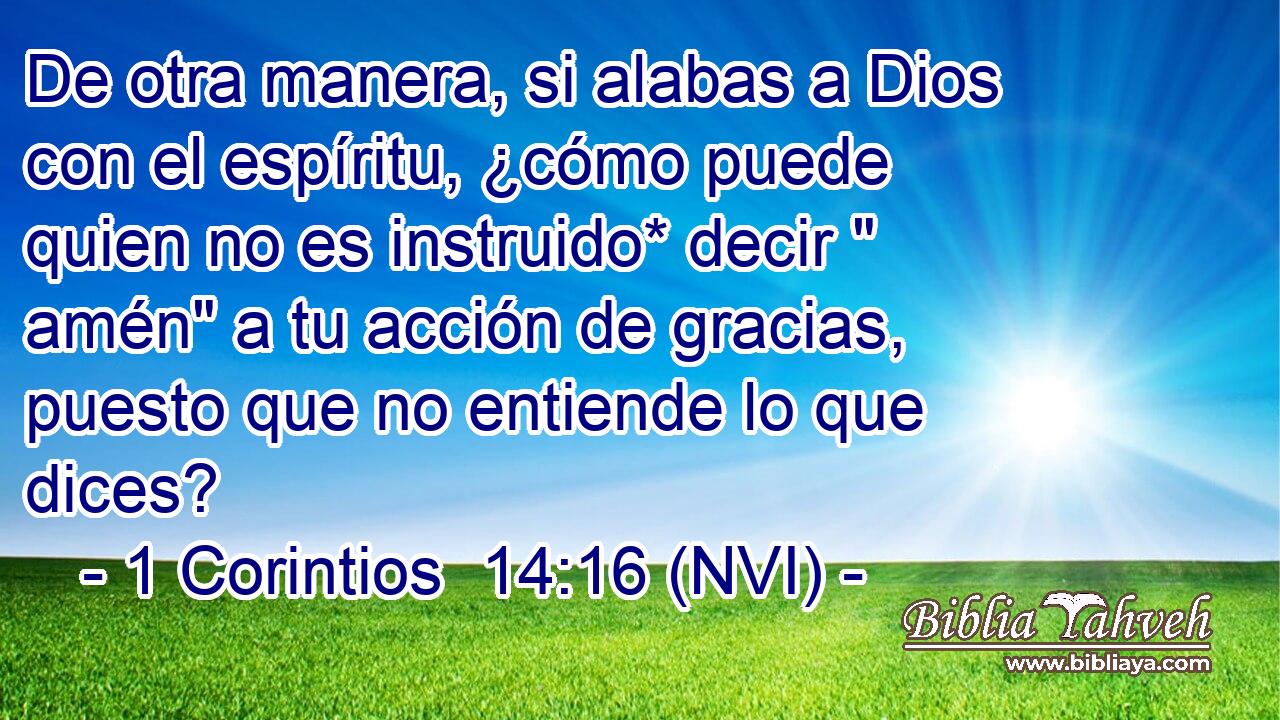  De otra manera, si alabas a Dios con el espíritu, ¿cómo puede quien no es instruido* decir 