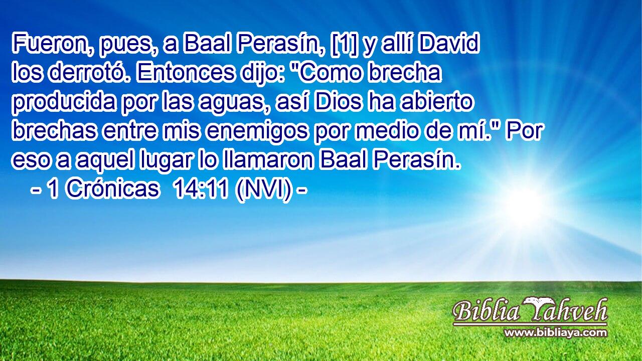  Fueron, pues, a Baal Perasín, [1] y allí David los derrotó. Entonces dijo: 