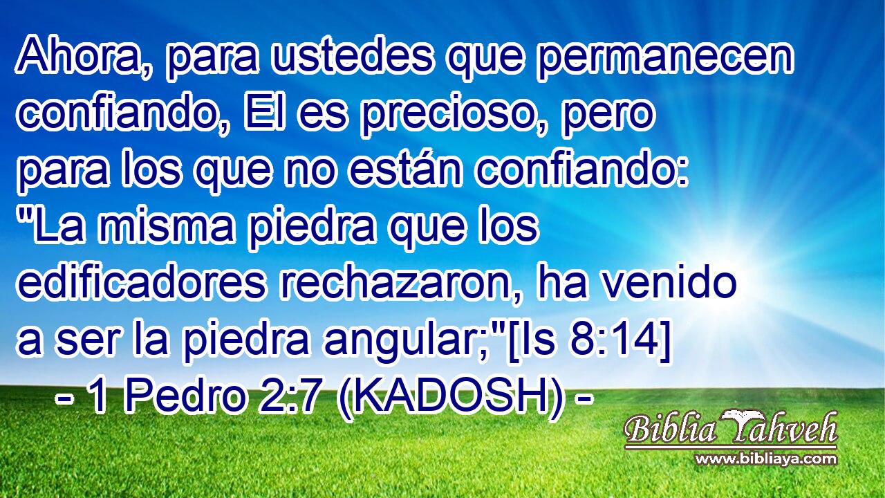  Ahora, para ustedes que permanecen confiando, El es precioso, pero para los que no están confiando: 