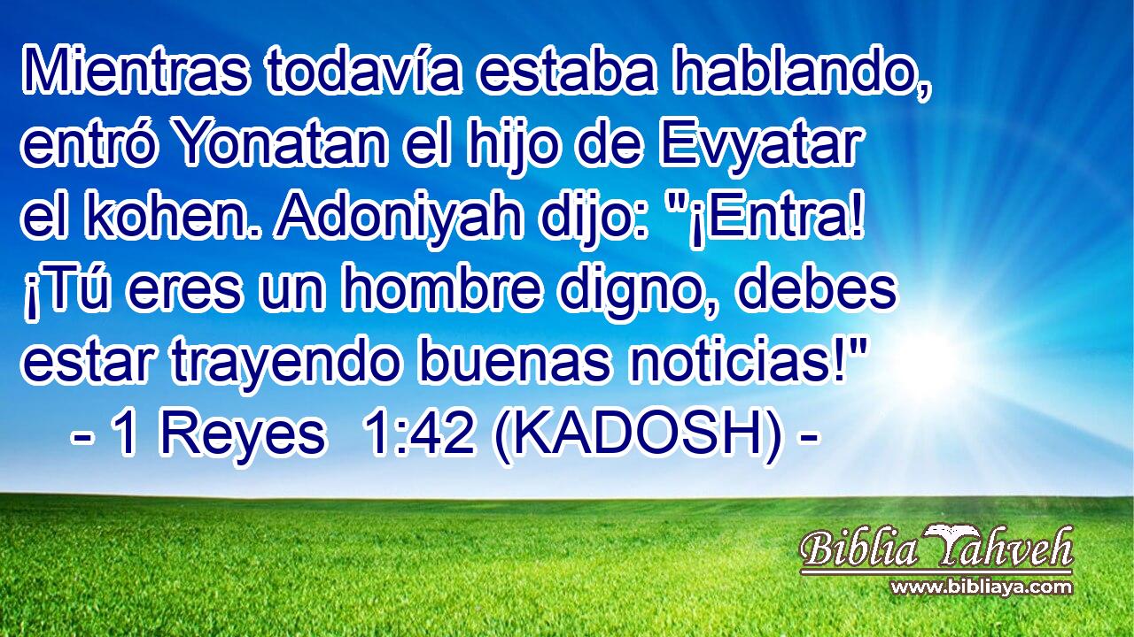  Mientras todavía estaba hablando, entró Yonatan el hijo de Evyatar el kohen. Adoniyah dijo: 