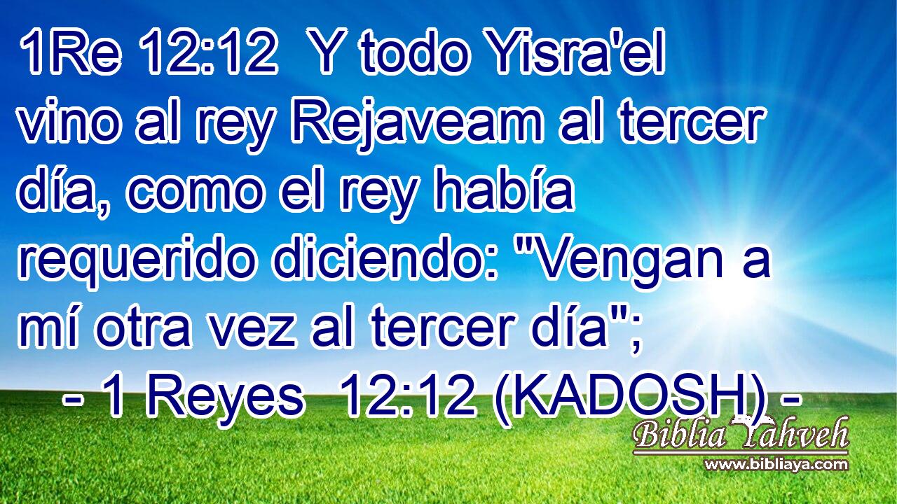  Y todo Yisra'el vino al rey Rejaveam al tercer día, como el rey había requerido diciendo: 