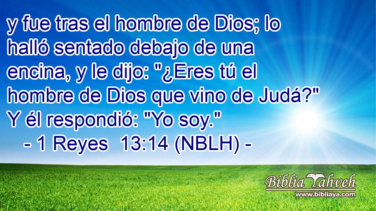  y fue tras el hombre de Dios; lo halló sentado debajo de una encina, y le dijo: 