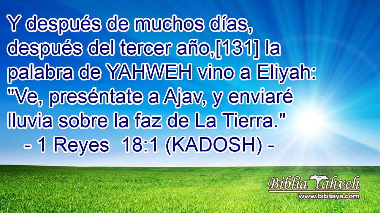  Y después de muchos días, después del tercer año,[131] la palabra de YAHWEH vino a Eliyah: 