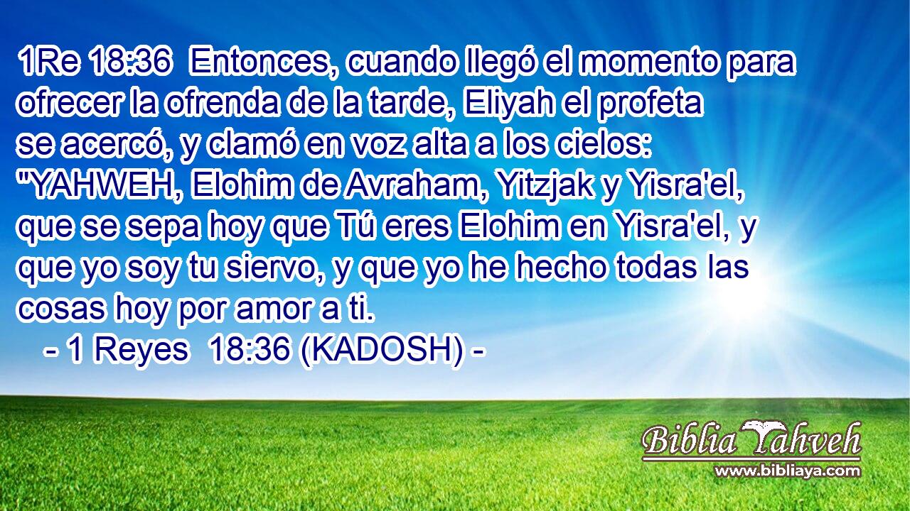  Entonces, cuando llegó el momento para ofrecer la ofrenda de la tarde, Eliyah el profeta se acercó, y clamó en voz alta a los cielos: 