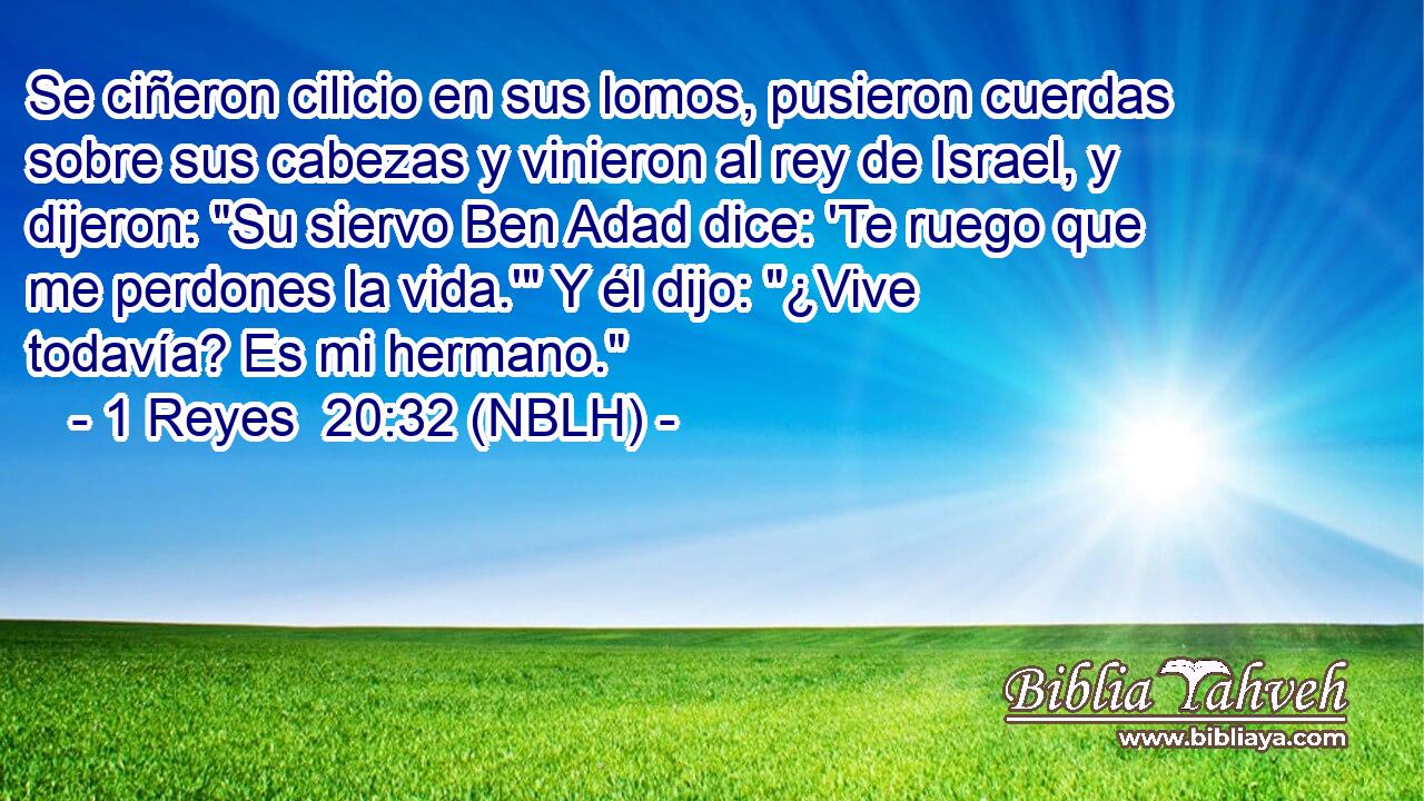  Se ciñeron cilicio en sus lomos, pusieron cuerdas sobre sus cabezas y vinieron al rey de Israel, y dijeron: 