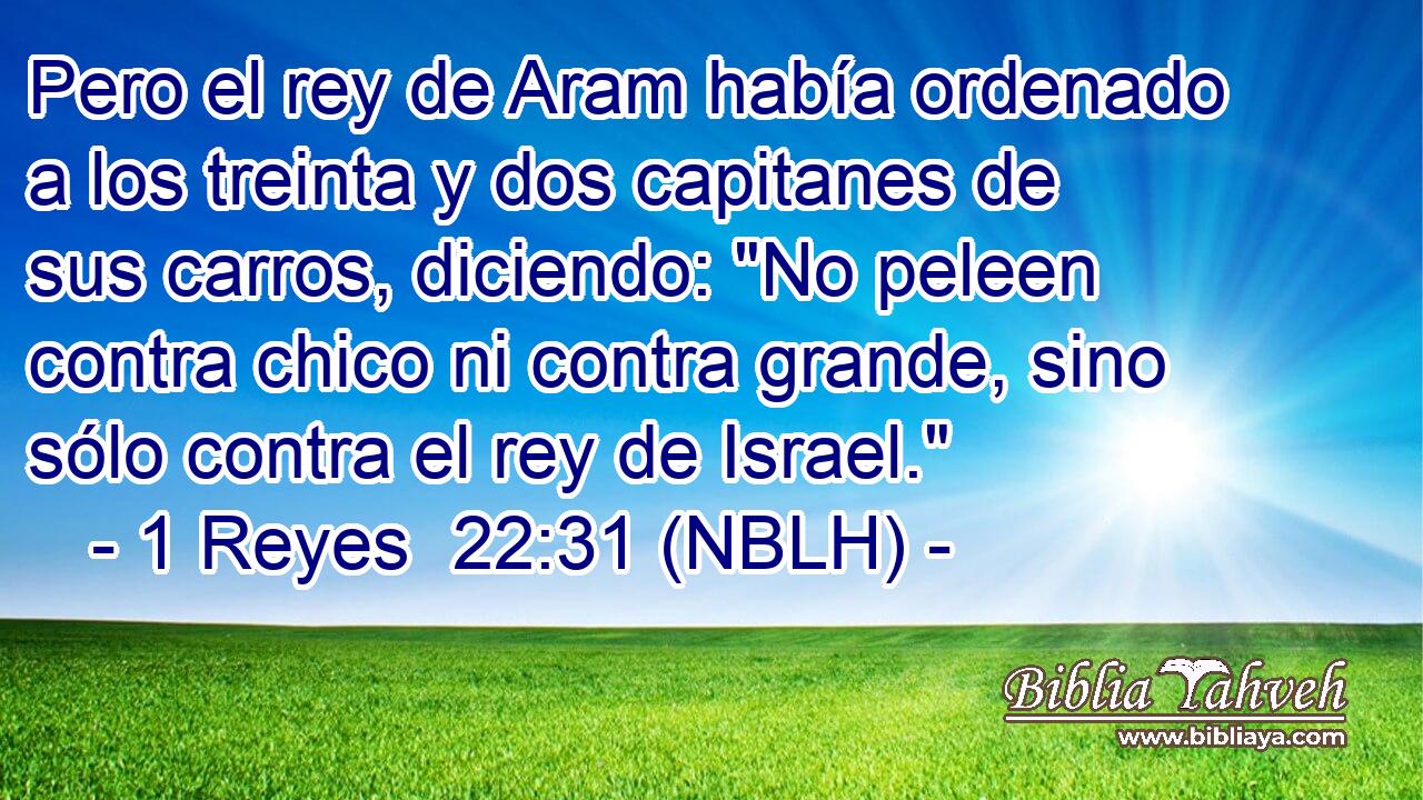  Pero el rey de Aram había ordenado a los treinta y dos capitanes de sus carros, diciendo: 