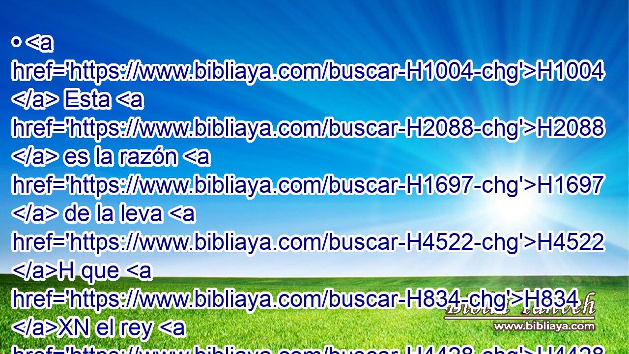 • H1004  Esta H2088  es la razón H1697  de la leva H4522 H que H834 XN el rey H4428 H Salomón H8010  impuso H5927  para edificar H1129  • • la casa H1004  de Jehová, H3068  y • su propia casa, H1004  y • Milo, H4407 H y • H1697  el muro H2346  de Jerusalén, H8010 H3389  y • Hazor, H8010 H3389 H2674  • • Meguido H8010 H3389 H2674 H4023  y • Gezer: H1507