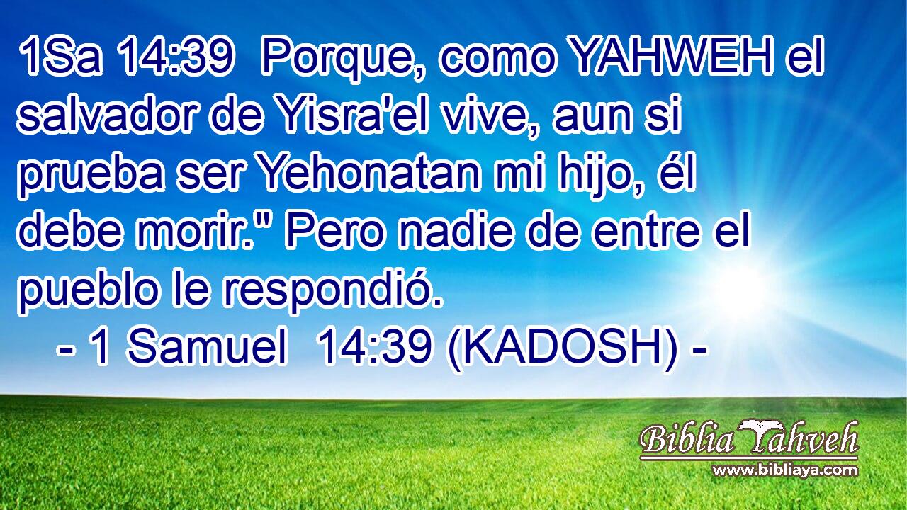  Porque, como YAHWEH el salvador de Yisra'el vive, aun si prueba ser Yehonatan mi hijo, él debe morir.