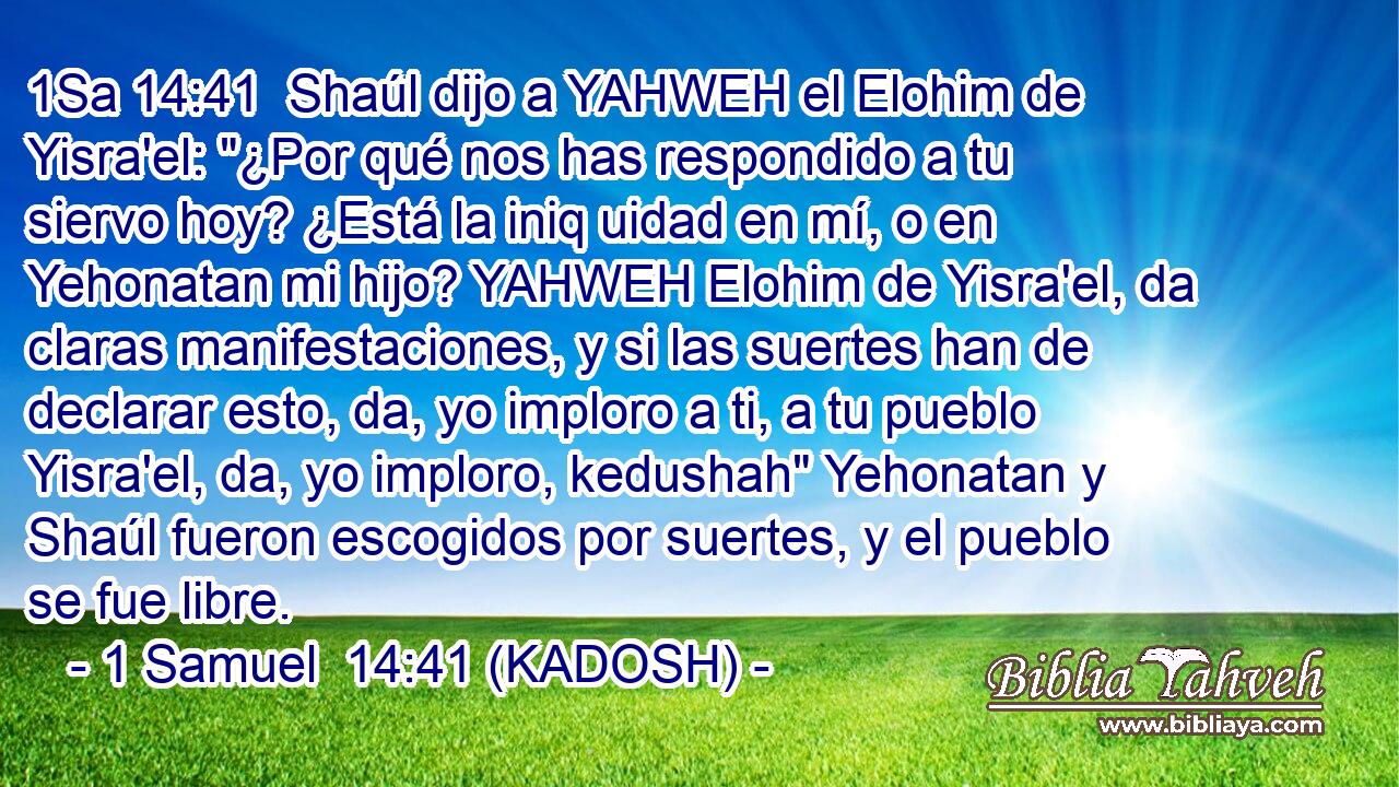  Shaúl dijo a YAHWEH el Elohim de Yisra'el: 