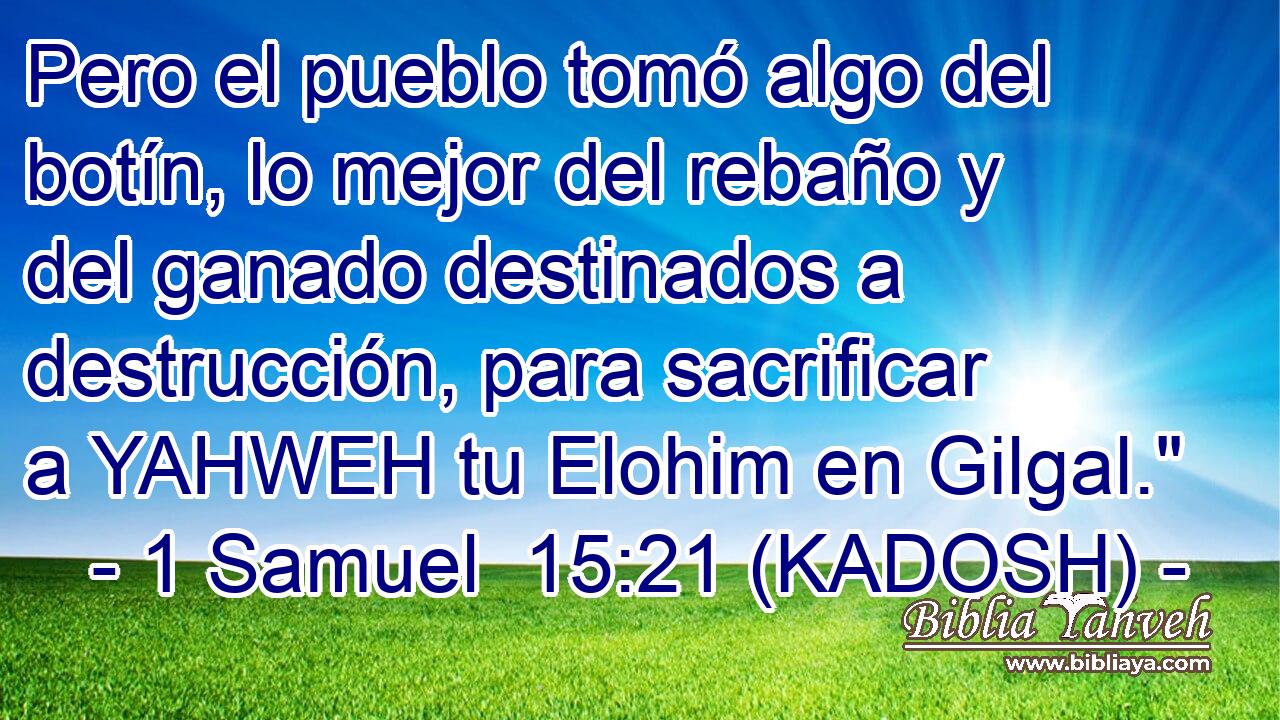 Pero el pueblo tomó algo del botín, lo mejor del rebaño y del ganado destinados a destrucción, para sacrificar a YAHWEH tu Elohim en Gilgal.