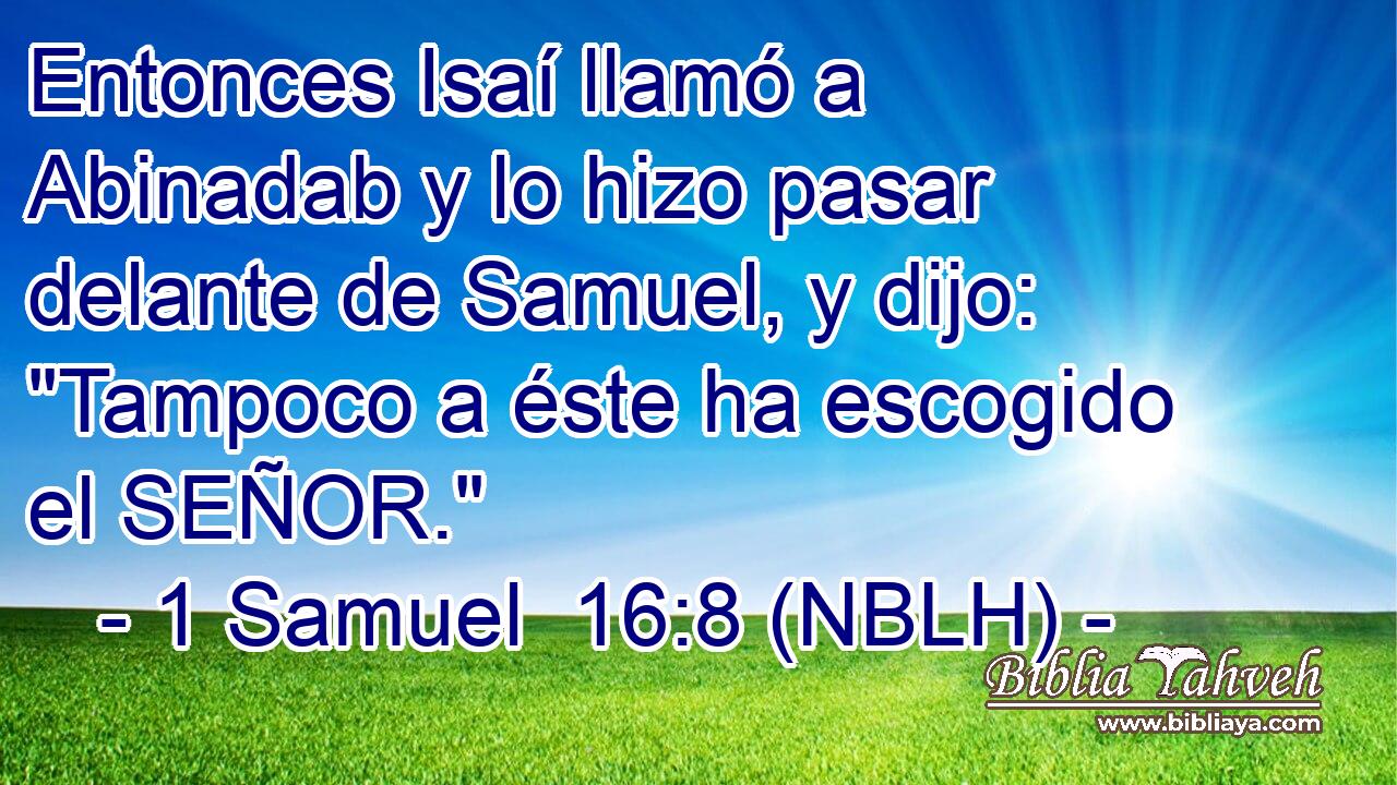  Entonces Isaí llamó a Abinadab y lo hizo pasar delante de Samuel, y dijo: 
