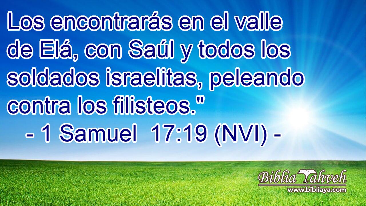  Los encontrarás en el valle de Elá, con Saúl y todos los soldados israelitas, peleando contra los filisteos.