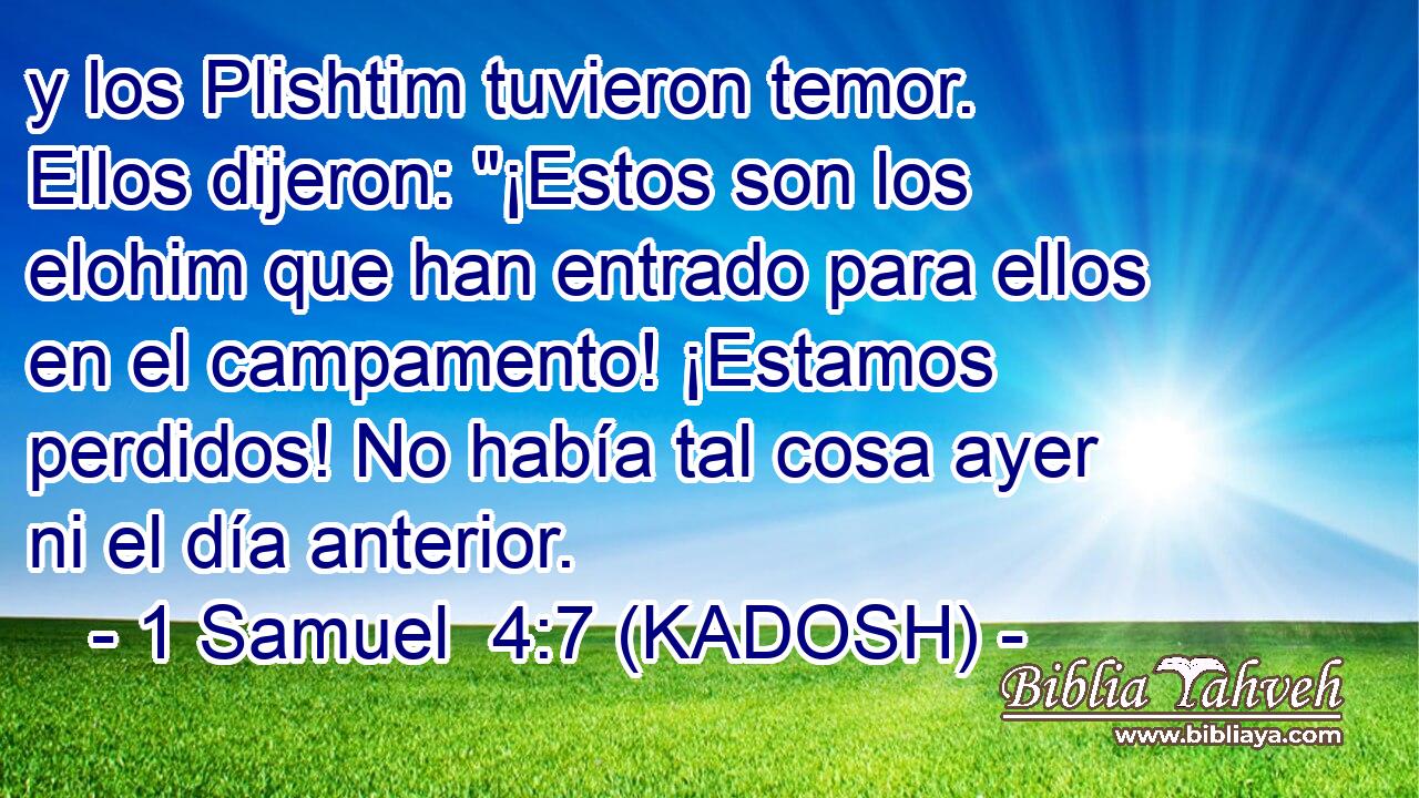  y los Plishtim tuvieron temor. Ellos dijeron: 