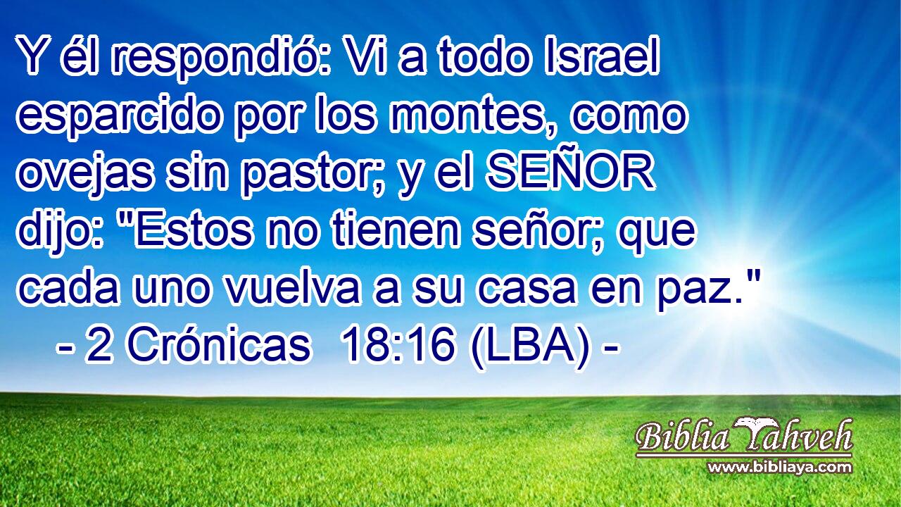 Y él respondió: Vi a todo Israel esparcido por los montes, como ovejas sin pastor; y el SEÑOR dijo: 