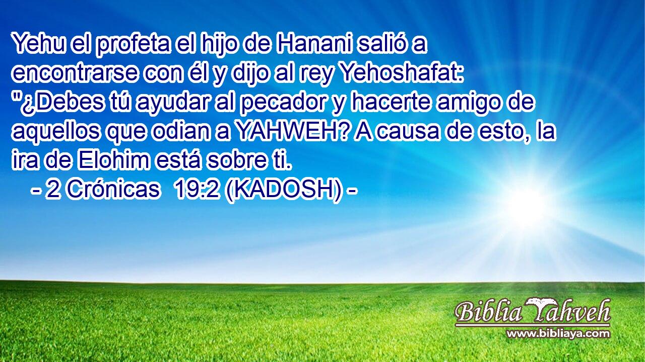  Yehu el profeta el hijo de Hanani salió a encontrarse con él y dijo al rey Yehoshafat: 