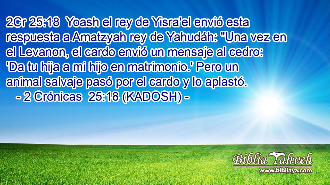  Yoash el rey de Yisra'el envió esta respuesta a Amatzyah rey de Yahudáh: 