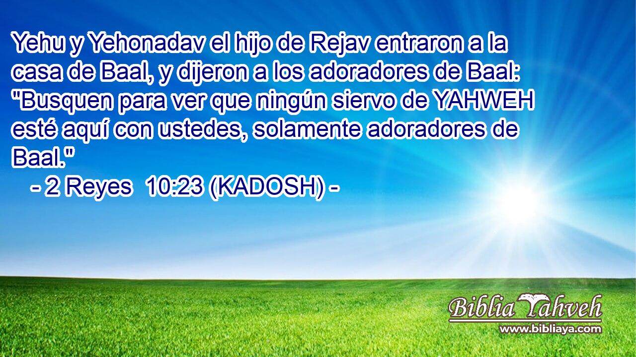  Yehu y Yehonadav el hijo de Rejav entraron a la casa de Baal, y dijeron a los adoradores de Baal: 