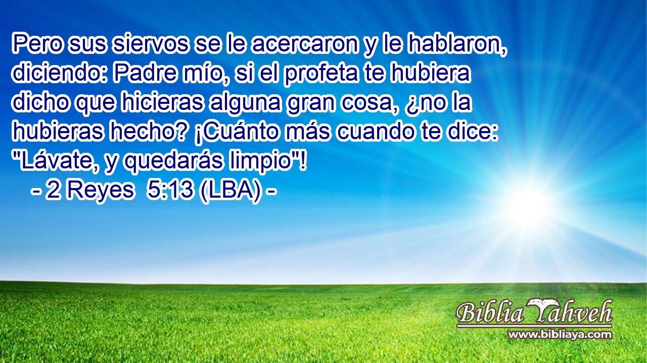 Pero sus siervos se le acercaron y le hablaron, diciendo: Padre mío, si el profeta te hubiera dicho que hicieras alguna gran cosa, ¿no la hubieras hecho? ¡Cuánto más cuando te dice: 