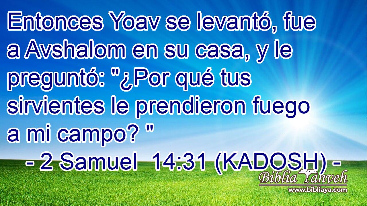  Entonces Yoav se levantó, fue a Avshalom en su casa, y le preguntó: 