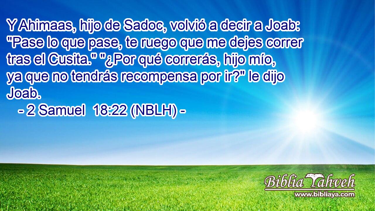  Y Ahimaas, hijo de Sadoc, volvió a decir a Joab: 