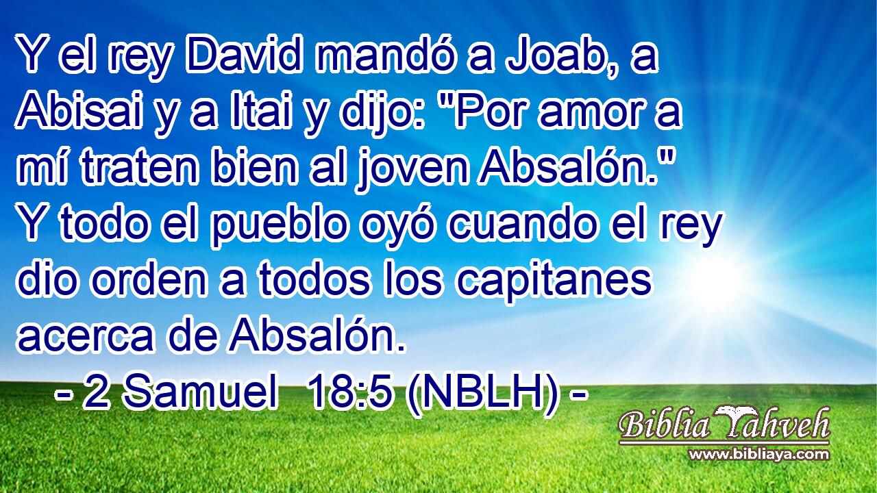  Y el rey David mandó a Joab, a Abisai y a Itai y dijo: 
