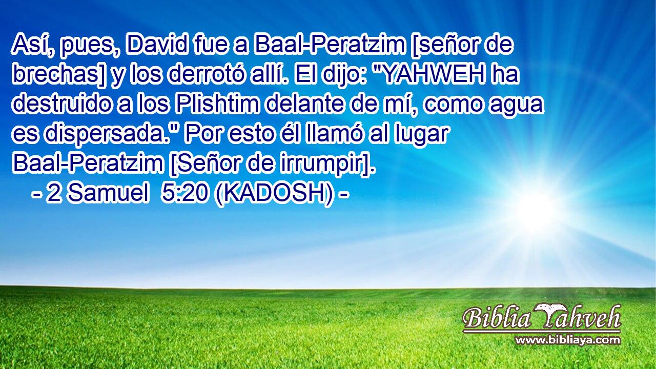  Así, pues, David fue a Baal-Peratzim [señor de brechas] y los derrotó allí. El dijo: 