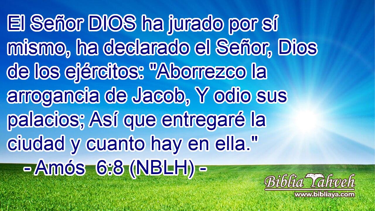  El Señor DIOS ha jurado por sí mismo, ha declarado el Señor, Dios de los ejércitos: 