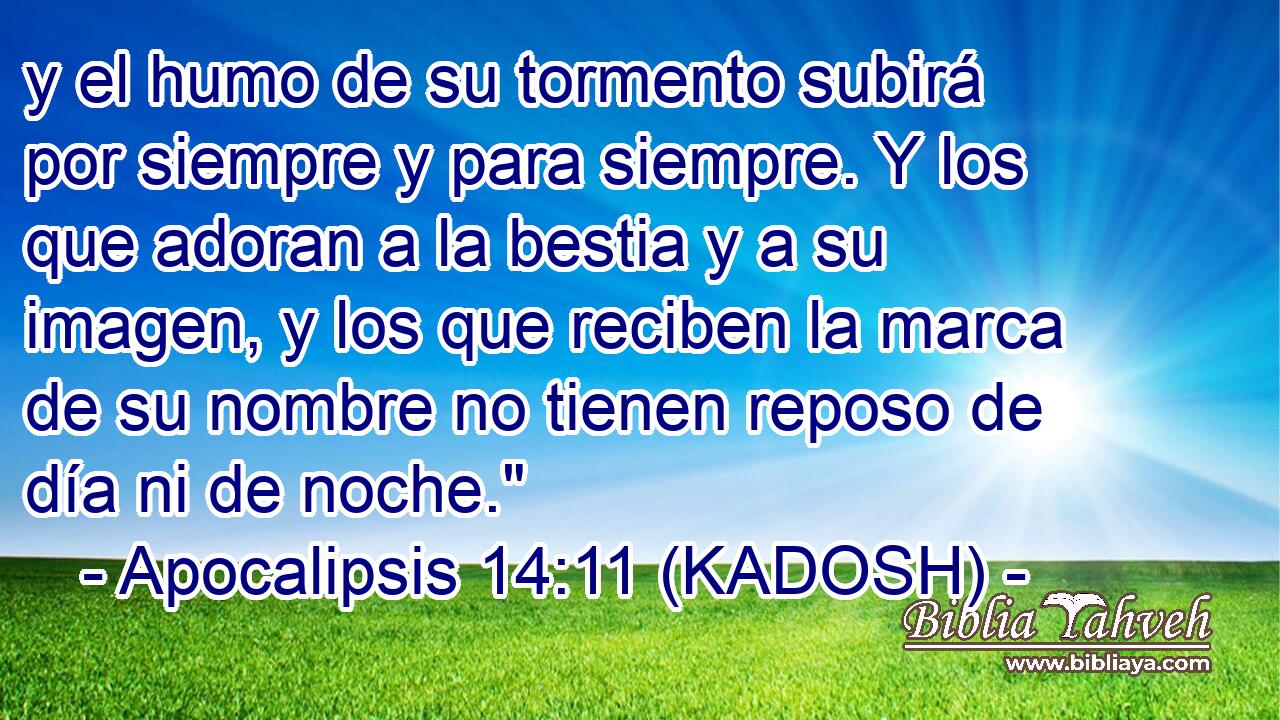 Apocalipsis 14:11 (KADOSH) - y el humo de su tormento subirá por ...