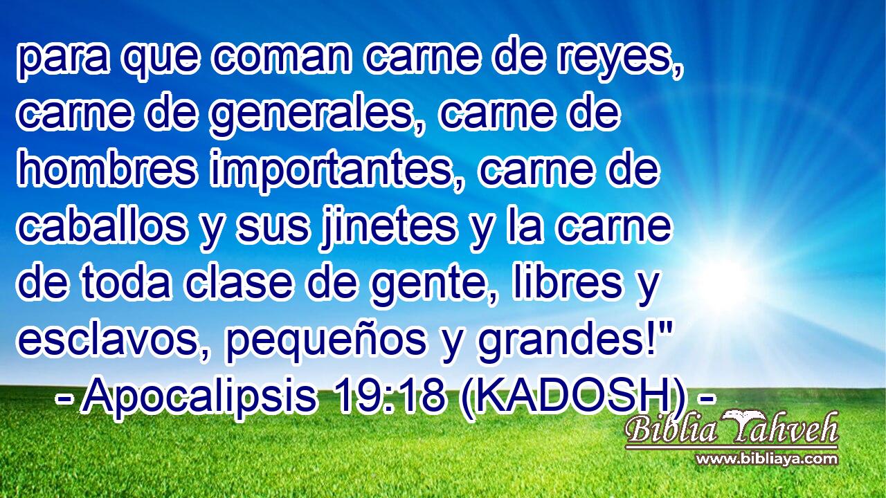 para que coman carne de reyes, carne de generales, carne de hombres importantes, carne de caballos y sus jinetes y la carne de toda clase de gente, libres y esclavos, pequeños y grandes!