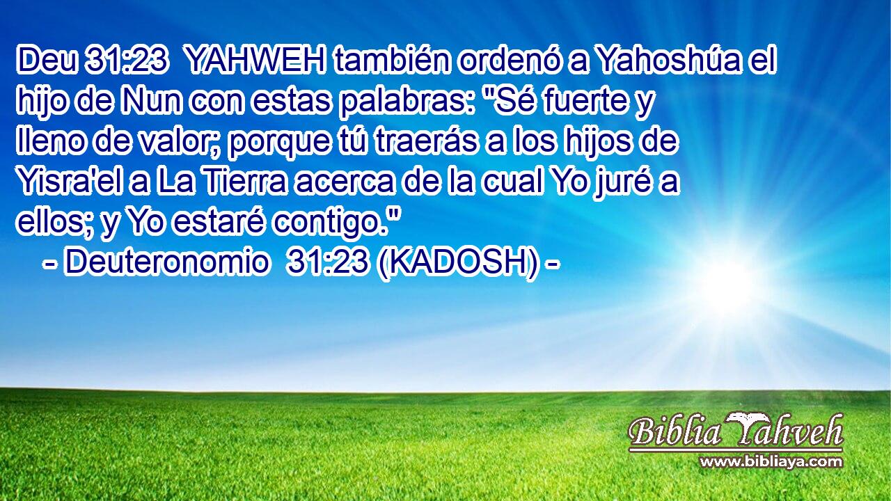  YAHWEH también ordenó a Yahoshúa el hijo de Nun con estas palabras: 