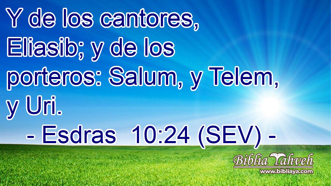 Y de los cantores, Eliasib; y de los porteros: Salum, y Telem, y Uri.