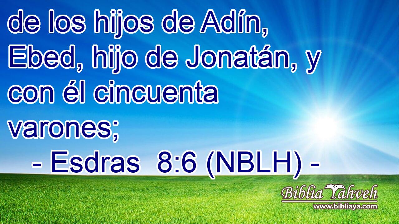 de los hijos de Adín, Ebed, hijo de Jonatán, y con él cincuenta varones; 