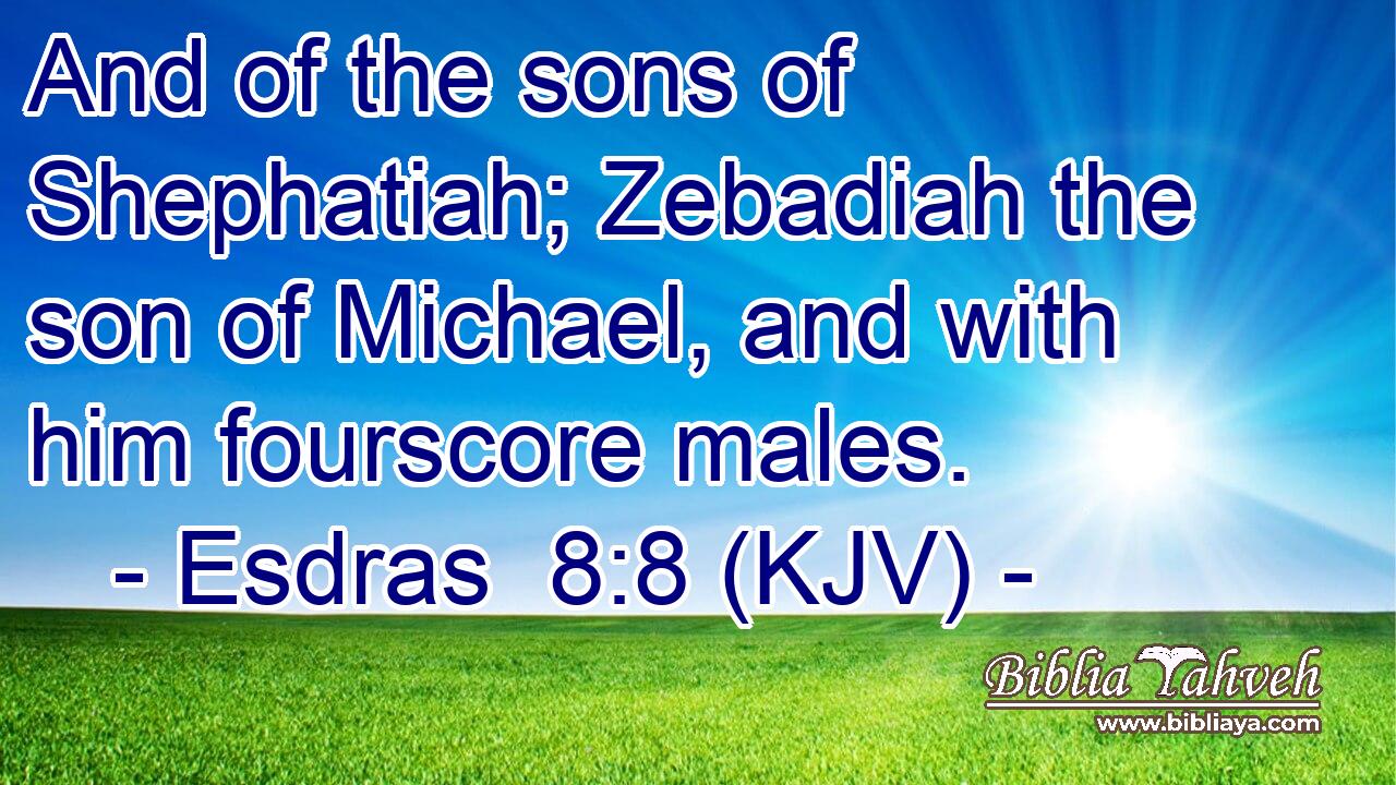 And of the sons of Shephatiah; Zebadiah the son of Michael, and with him fourscore males.