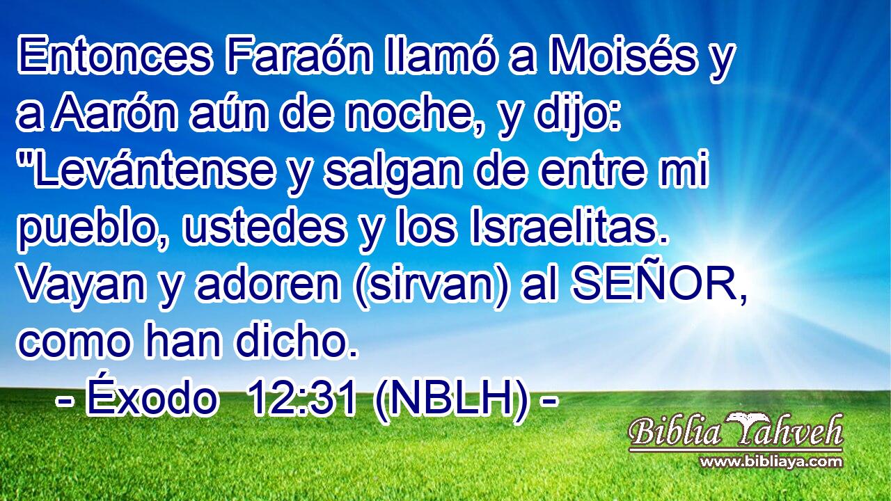  Entonces Faraón llamó a Moisés y a Aarón aún de noche, y dijo: 