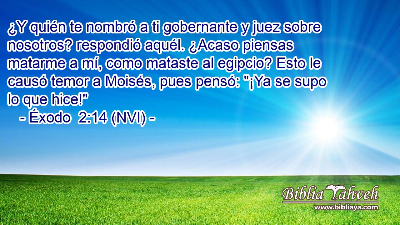  ¿Y quién te nombró a ti gobernante y juez sobre nosotros? respondió aquél. ¿Acaso piensas matarme a mí, como mataste al egipcio? Esto le causó temor a Moisés, pues pensó: 