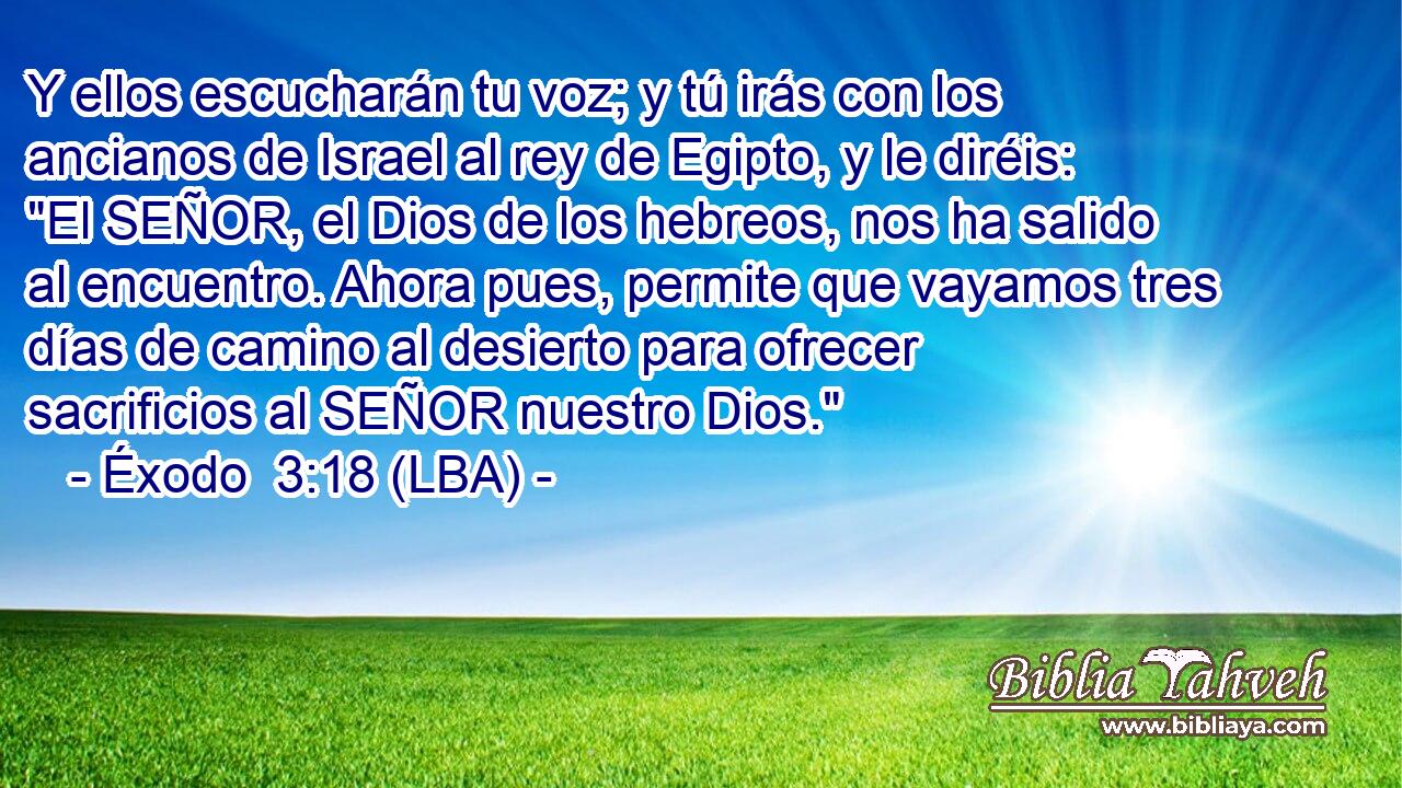 Y ellos escucharán tu voz; y tú irás con los ancianos de Israel al rey de Egipto, y le diréis: 