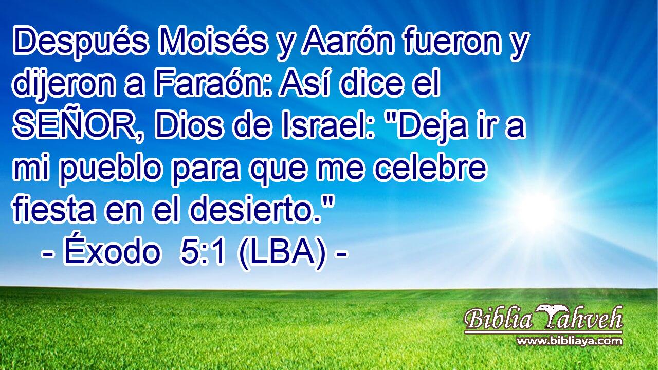Después Moisés y Aarón fueron y dijeron a Faraón: Así dice el SEÑOR, Dios de Israel: 