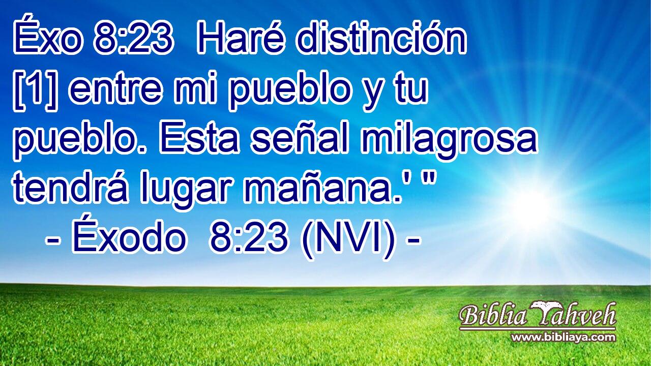 Éxo 8:23  Haré distinción [1] entre mi pueblo y tu pueblo. Esta señal milagrosa tendrá lugar mañana.' 