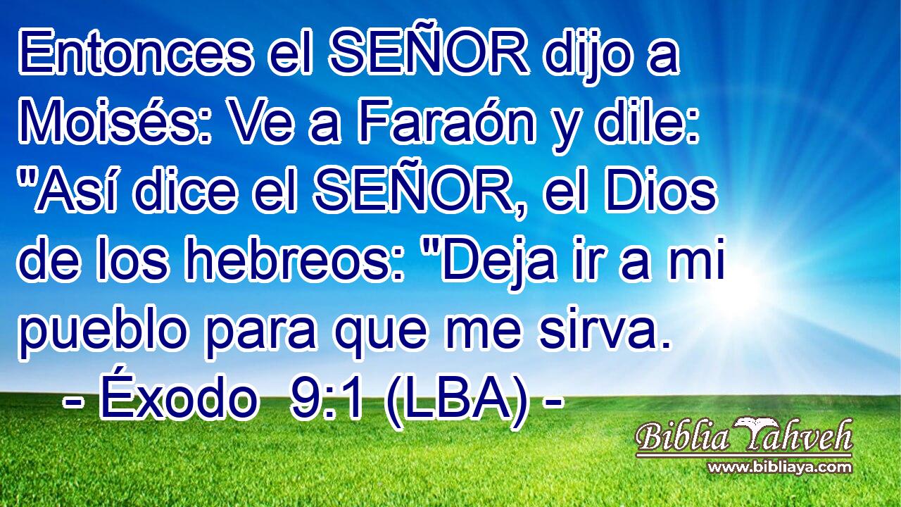 Entonces el SEÑOR dijo a Moisés: Ve a Faraón y dile: 