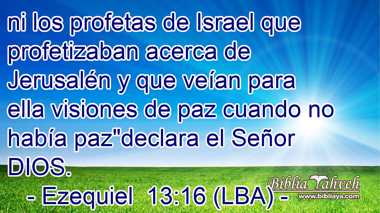 ni los profetas de Israel que profetizaban acerca de Jerusalén y que veían para ella visiones de paz cuando no había paz