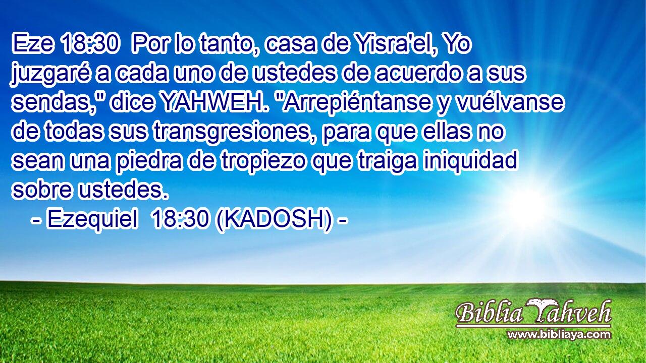  Por lo tanto, casa de Yisra'el, Yo juzgaré a cada uno de ustedes de acuerdo a sus sendas,