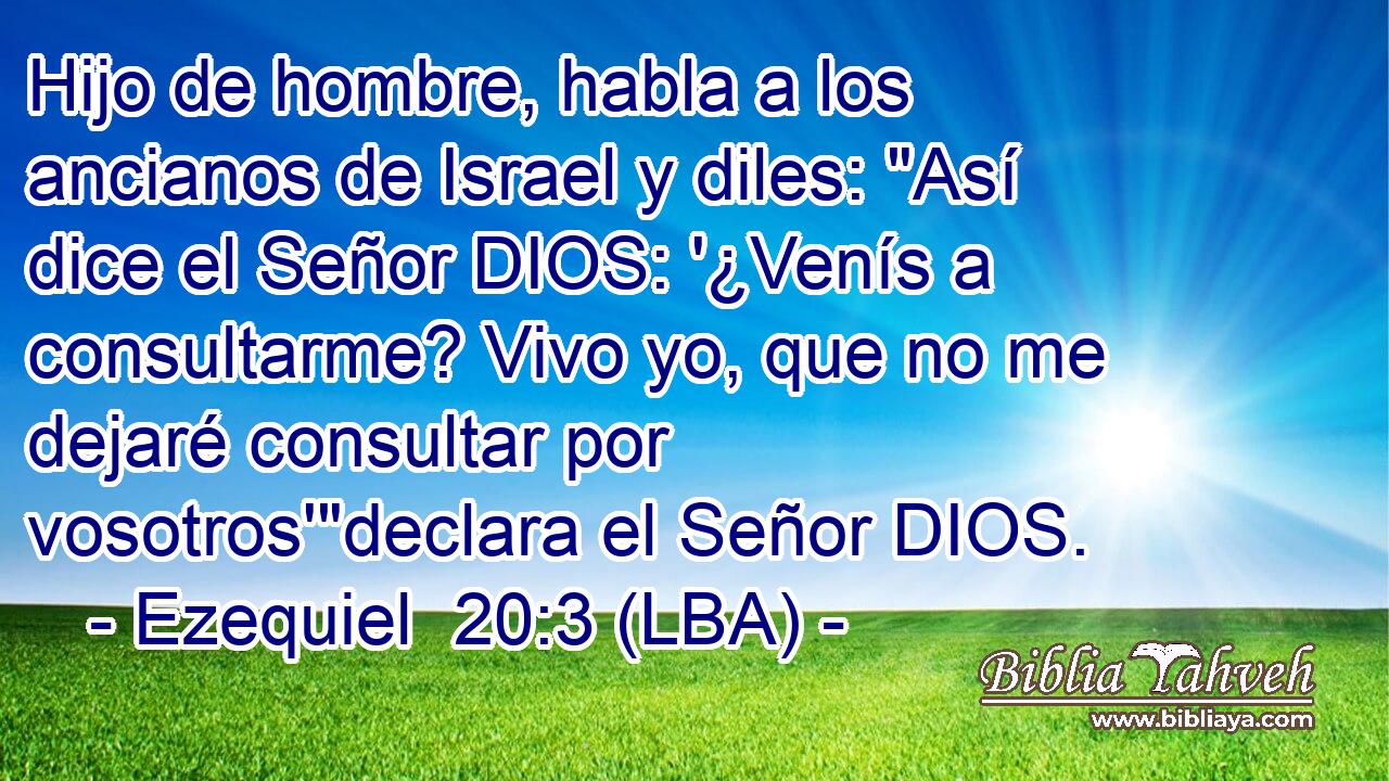Hijo de hombre, habla a los ancianos de Israel y diles: 