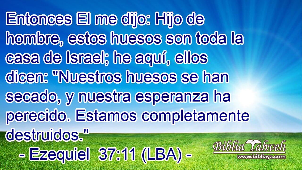Entonces El me dijo: Hijo de hombre, estos huesos son toda la casa de Israel; he aquí, ellos dicen: 
