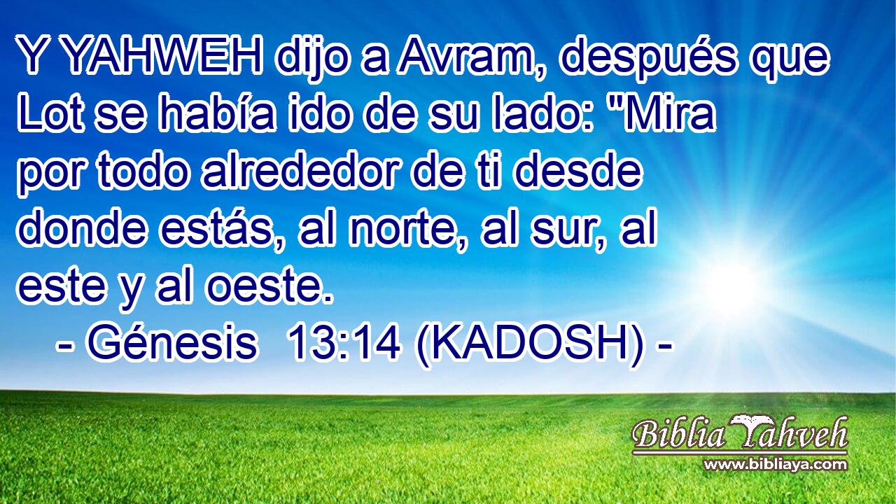  Y YAHWEH dijo a Avram, después que Lot se había ido de su lado: 