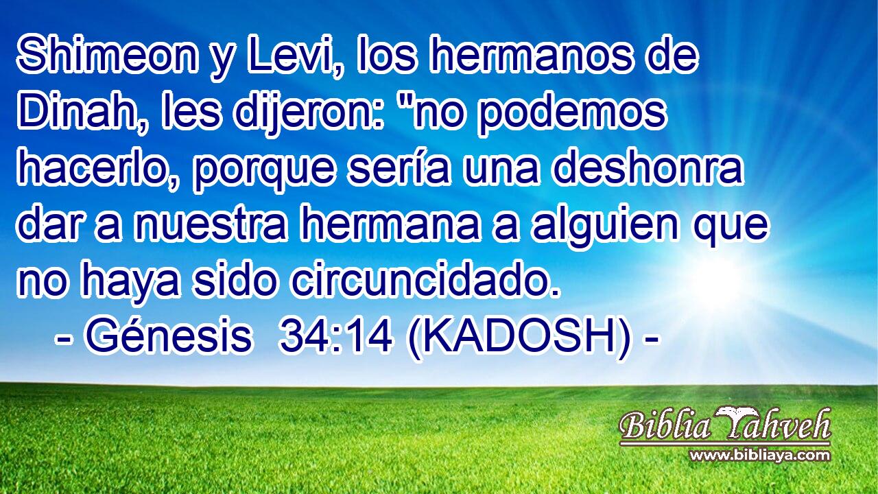  Shimeon y Levi, los hermanos de Dinah, les dijeron: 