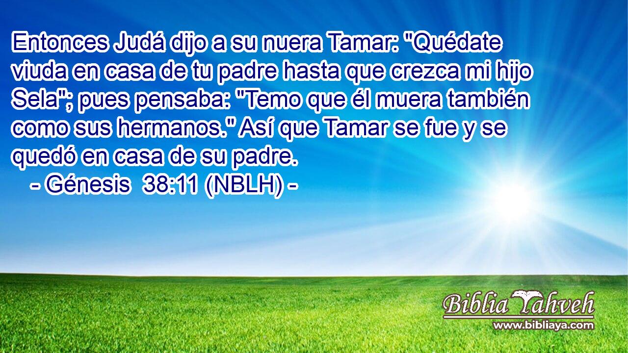 Entonces Judá dijo a su nuera Tamar: 
