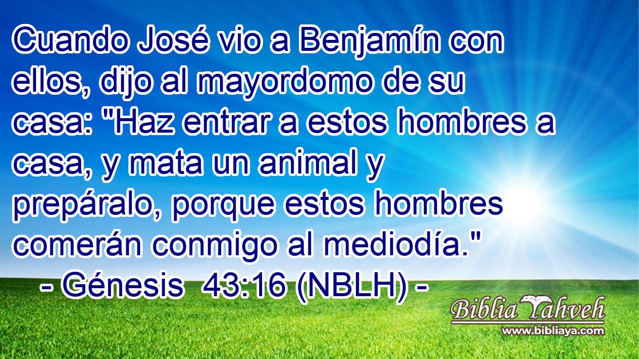  Cuando José vio a Benjamín con ellos, dijo al mayordomo de su casa: 