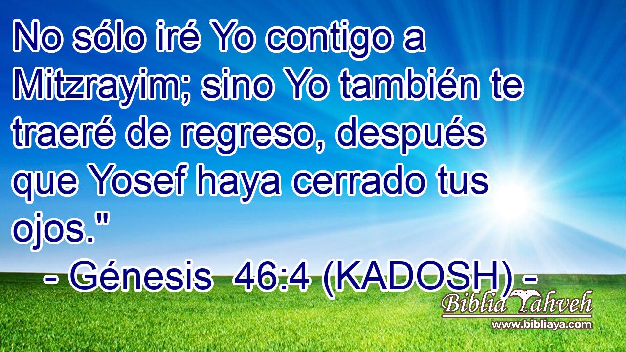  No sólo iré Yo contigo a Mitzrayim; sino Yo también te traeré de regreso, después que Yosef haya cerrado tus ojos.
