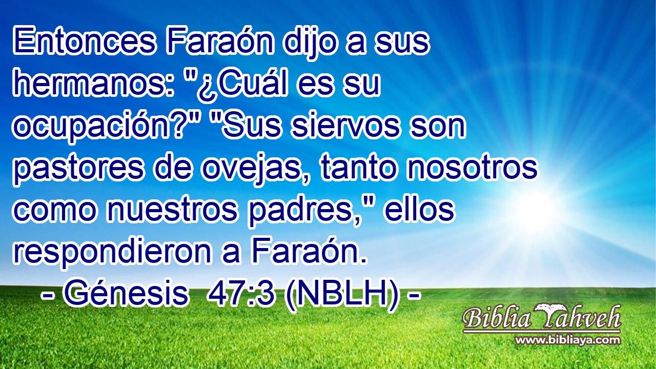  Entonces Faraón dijo a sus hermanos: 