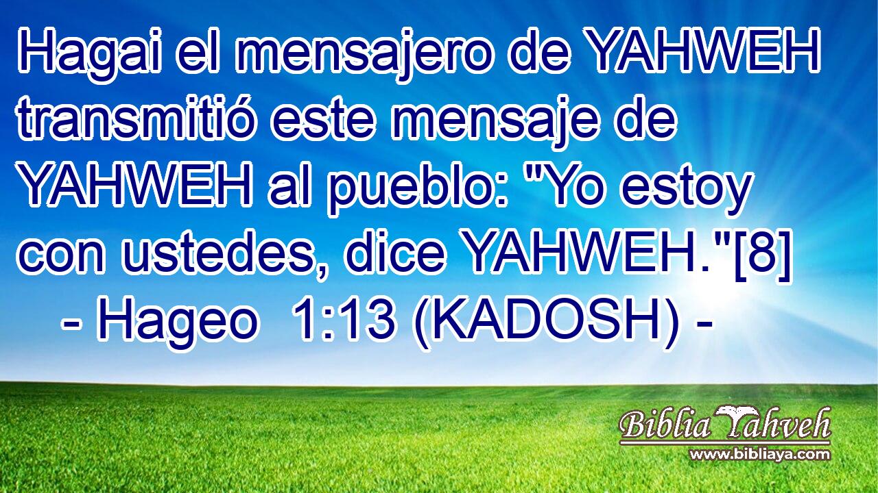  Hagai el mensajero de YAHWEH transmitió este mensaje de YAHWEH al pueblo: 